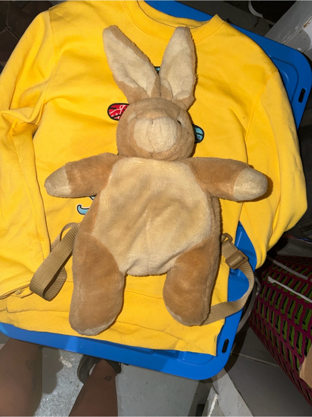 Plush Bunny Kids Backpack in Brown
